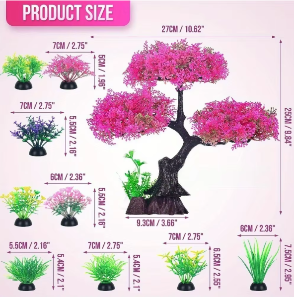 Set van 10 Aquarium Kunstplanten – Decoratieve Plastic Waterplanten voor Vissen