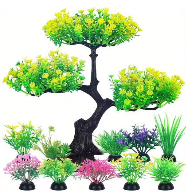 Set van 10 Aquarium Kunstplanten – Decoratieve Plastic Waterplanten voor Vissen