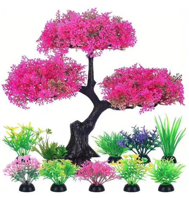 Set van 10 Aquarium Kunstplanten – Decoratieve Plastic Waterplanten voor Vissen