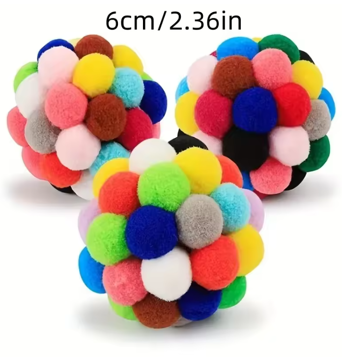 Kattenspeelgoed Ballen Set – Pluche, Nylon en Bel Speelballen