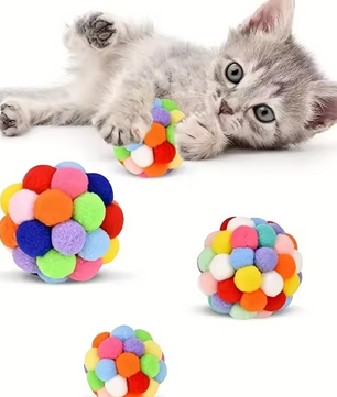 Kattenspeelgoed Ballen Set – Pluche, Nylon en Bel Speelballen