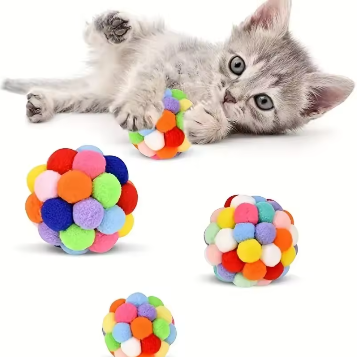 Kattenspeelgoed Ballen Set – Pluche, Nylon en Bel Speelballen