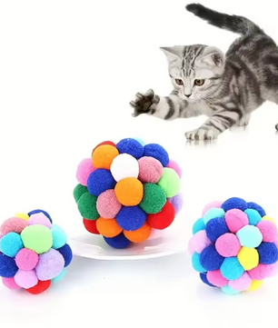 Kattenspeelgoed Ballen Set – Pluche, Nylon en Bel Speelballen