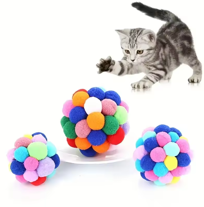 Kattenspeelgoed Ballen Set – Pluche, Nylon en Bel Speelballen