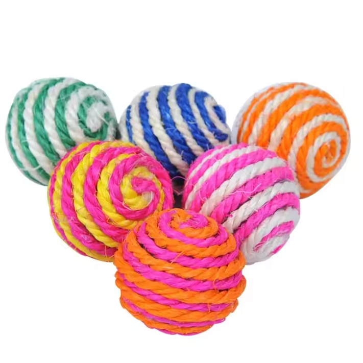 4-Delige Sisal Speelballen Set – Interactief Kattenspeelgoed