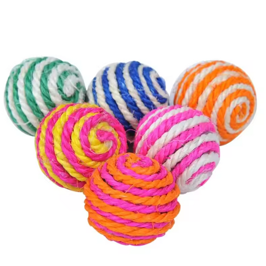 4-Delige Sisal Speelballen Set – Interactief Kattenspeelgoed