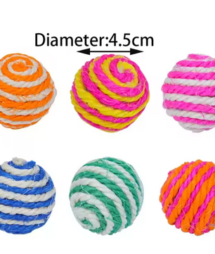 4-Delige Sisal Speelballen Set – Interactief Kattenspeelgoed