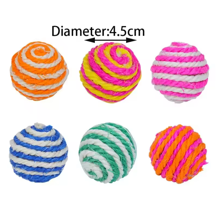 4-Delige Sisal Speelballen Set – Interactief Kattenspeelgoed