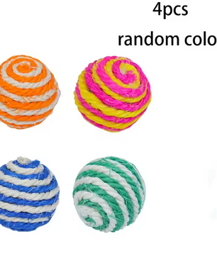 4-Delige Sisal Speelballen Set – Interactief Kattenspeelgoed