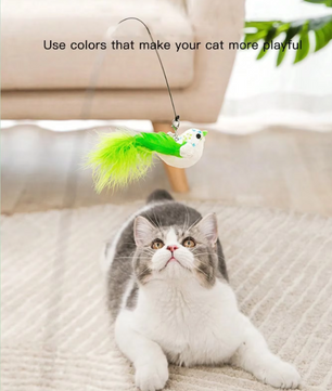Interactief Katten Speelgoed met Veer en Bel – Zuignap Vogel Simulatie