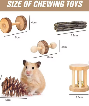 Houten Knaagdier Speelgoedset – Kauw en Speel Set voor Kleine Dieren
