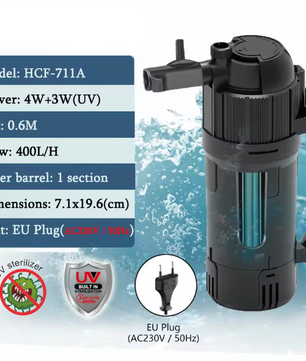 5-in-1 Aquarium Filter met UV – Sterilisatie Pomp 800L/H