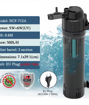 5-in-1 Aquarium Filter met UV – Sterilisatie Pomp 800L/H