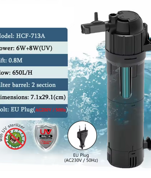 5-in-1 Aquarium Filter met UV – Sterilisatie Pomp 800L/H