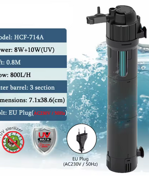 5-in-1 Aquarium Filter met UV – Sterilisatie Pomp 800L/H