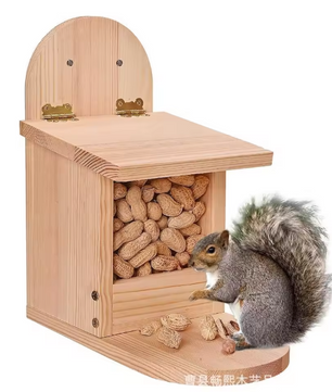 Houten Vogelvoer Feeder – Grote Voedselcontainer voor Tuin en Buiten