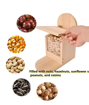 Houten Vogelvoer Feeder – Grote Voedselcontainer voor Tuin en Buiten