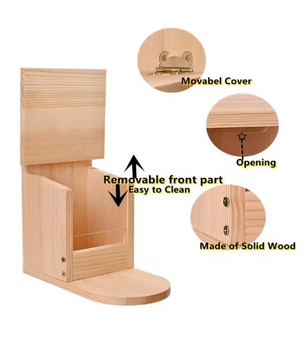 Houten Vogelvoer Feeder – Grote Voedselcontainer voor Tuin en Buiten