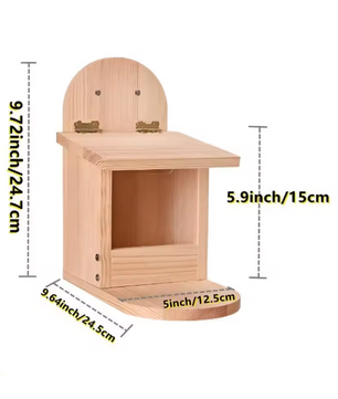 Houten Vogelvoer Feeder – Grote Voedselcontainer voor Tuin en Buiten