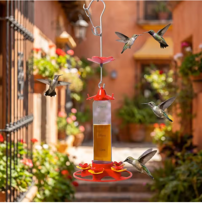 Kolibrievoeder Hangend 350 ml – Met 5 Voederpoorten en Mierenwerend Ontwerp