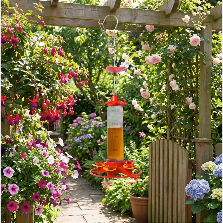 Kolibrievoeder Hangend 350 ml – Met 5 Voederpoorten en Mierenwerend Ontwerp