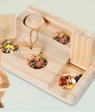 6-in-1 Houten Foerageerspeelgoed – Interactief Puzzelspel voor Hamsters en Knaagdieren
