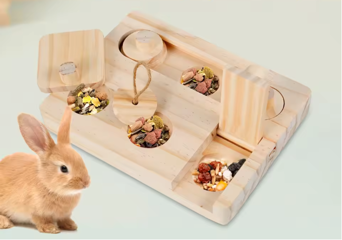 6-in-1 Houten Foerageerspeelgoed – Interactief Puzzelspel voor Hamsters en Knaagdieren