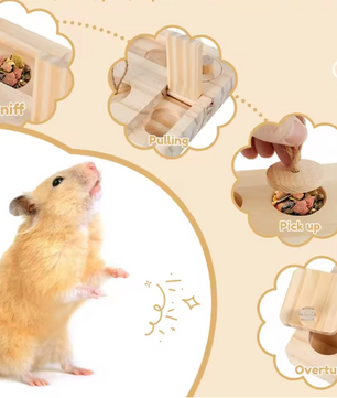 6-in-1 Houten Foerageerspeelgoed – Interactief Puzzelspel voor Hamsters en Knaagdieren
