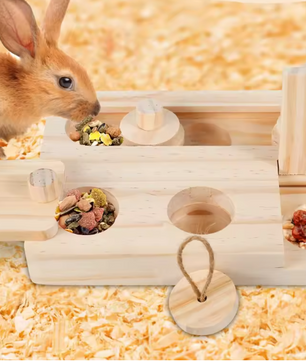 6-in-1 Houten Foerageerspeelgoed – Interactief Puzzelspel voor Hamsters en Knaagdieren