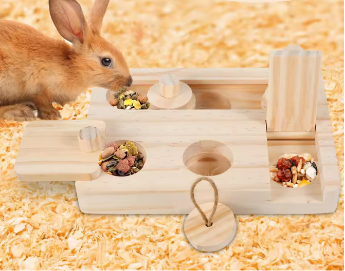 6-in-1 Houten Foerageerspeelgoed – Interactief Puzzelspel voor Hamsters en Knaagdieren