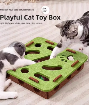 Interactief Katten Puzzelspeelgoed – Vilten Speeldoos met Bal en Krabfunctie