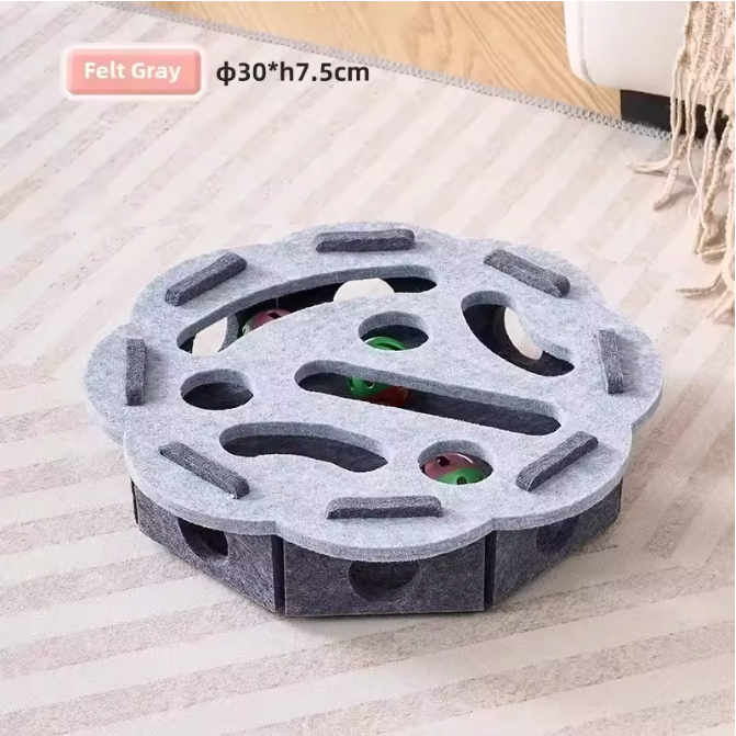 Interactief Katten Puzzelspeelgoed – Vilten Speeldoos met Bal en Krabfunctie