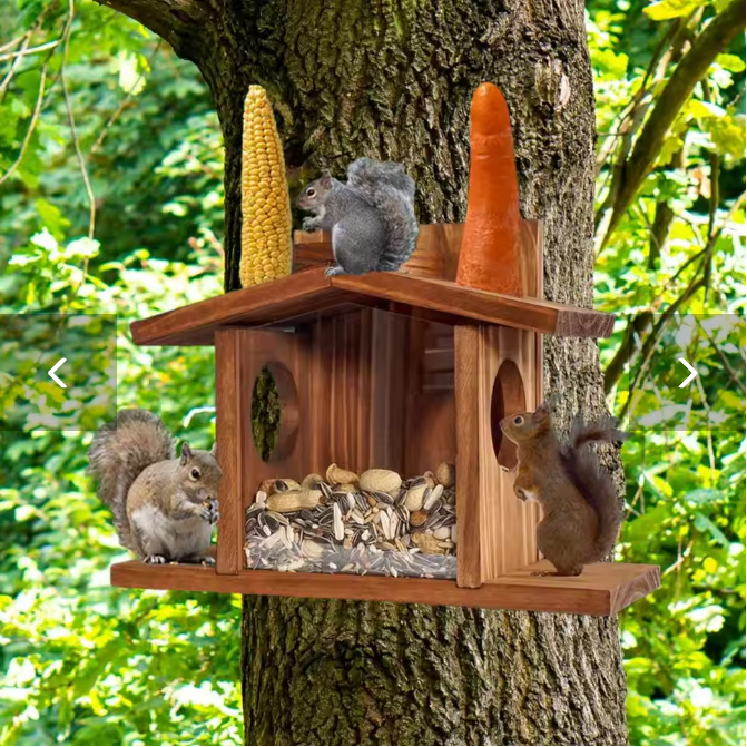Houten Eekhoorn Voederbak – Hangend Voederhuis voor Tuin en Buiten