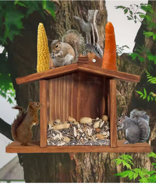 Houten Eekhoorn Voederbak – Hangend Voederhuis voor Tuin en Buiten