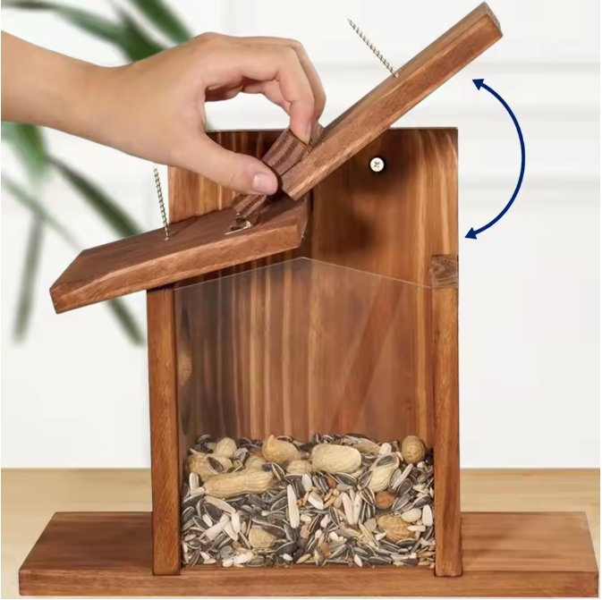 Houten Eekhoorn Voederbak – Hangend Voederhuis voor Tuin en Buiten