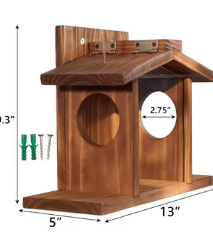 Houten Eekhoorn Voederbak – Hangend Voederhuis voor Tuin en Buiten