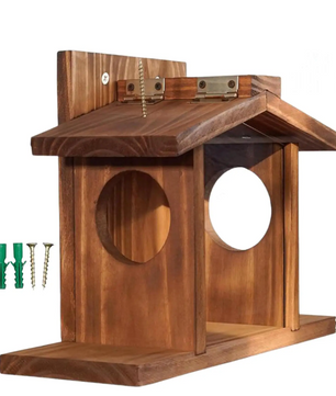 Houten Eekhoorn Voederbak – Hangend Voederhuis voor Tuin en Buiten