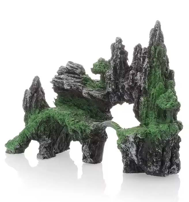 Aquarium Rotstuin Decoratie – Simulatie Berg met Brug Ornament