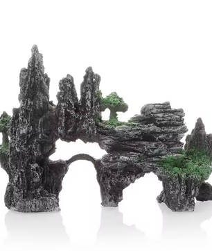 Aquarium Rotstuin Decoratie – Simulatie Berg met Brug Ornament