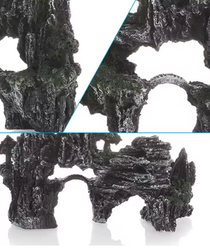 Aquarium Rotstuin Decoratie – Simulatie Berg met Brug Ornament