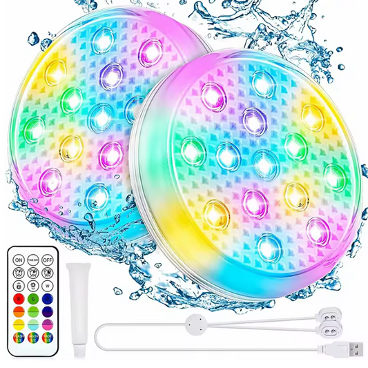 Oplaadbare LED Zwembadverlichting Set – IP68 Waterdicht met Afstandsbediening