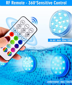 Oplaadbare LED Zwembadverlichting Set – IP68 Waterdicht met Afstandsbediening