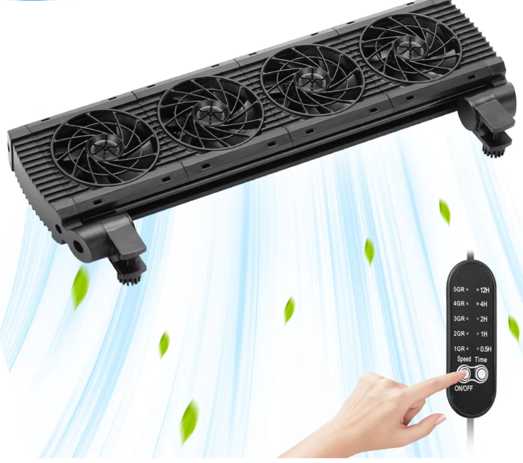 Aquarium Koelventilator met 8 Snelheden – Verstelbare Fan voor Vissentank tot 15 mm Glas