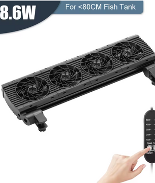 Aquarium Koelventilator met 8 Snelheden – Verstelbare Fan voor Vissentank tot 15 mm Glas