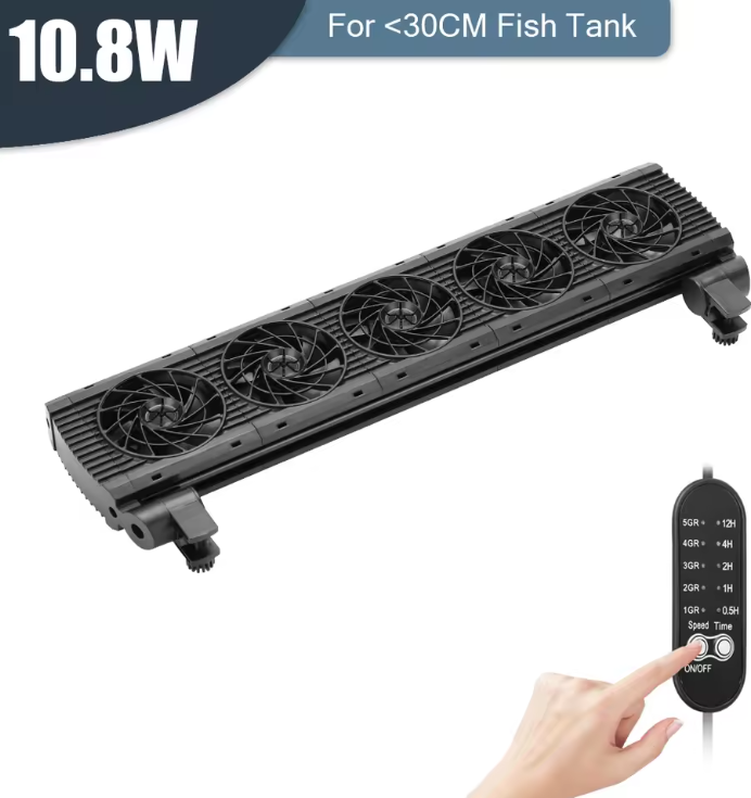 Aquarium Koelventilator met 8 Snelheden – Verstelbare Fan voor Vissentank tot 15 mm Glas