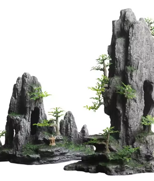 Aquarium Rotstuin Berg met Brug – Hars Decoratie Ornament