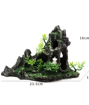 Aquarium Rotstuin Berg met Brug – Hars Decoratie Ornament