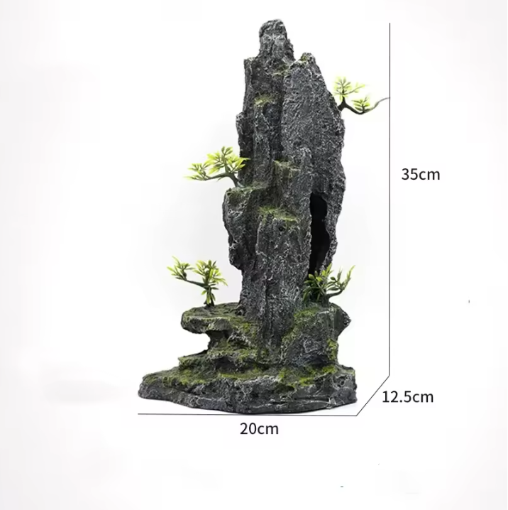 Aquarium Rotstuin Berg met Brug – Hars Decoratie Ornament