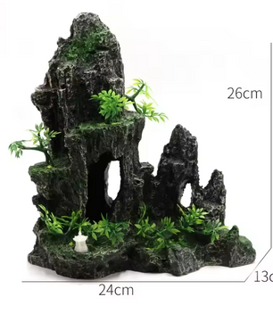 Aquarium Rotstuin Berg met Brug – Hars Decoratie Ornament
