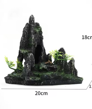 Aquarium Rotstuin Berg met Brug – Hars Decoratie Ornament
